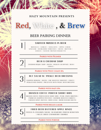 Red, White and Brew Beer Pairing Dinner